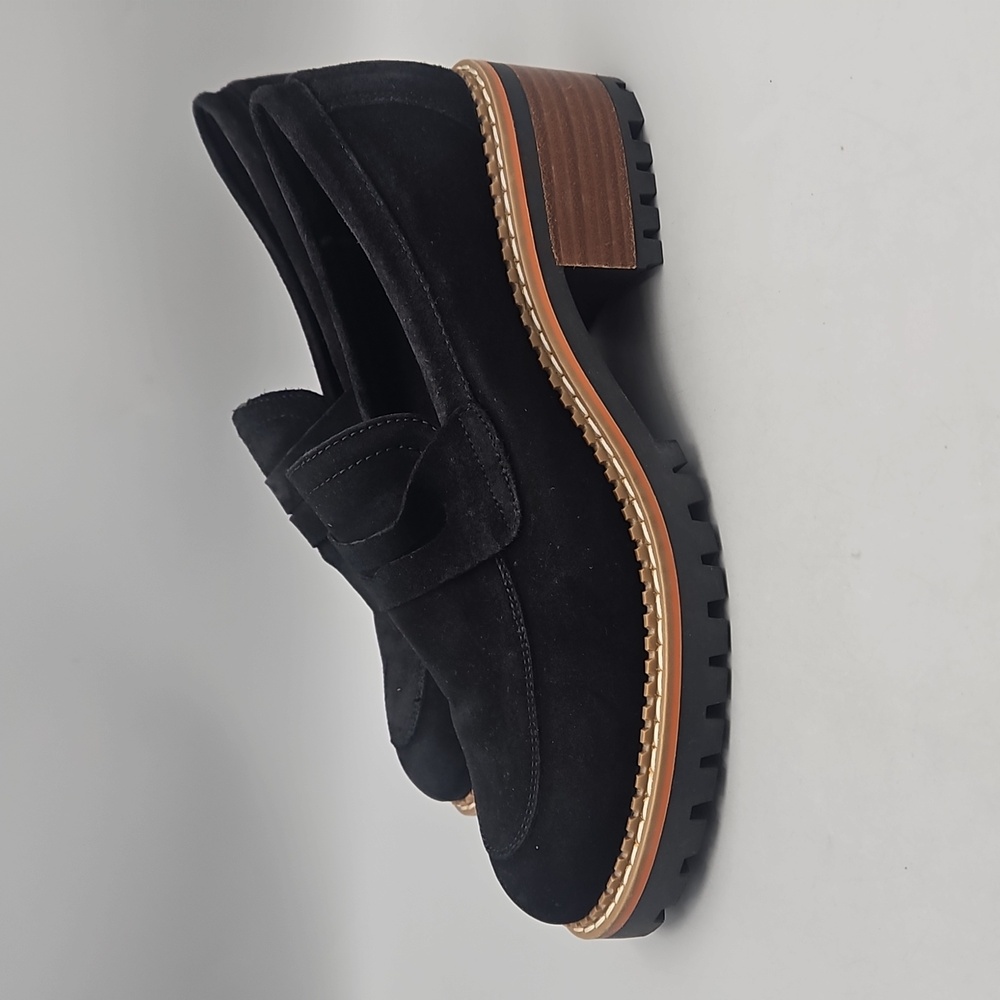 Bertuchi Leather Sock Black Heeled Loafer Mule Women 9 40 Suede - Picture 3 of 15